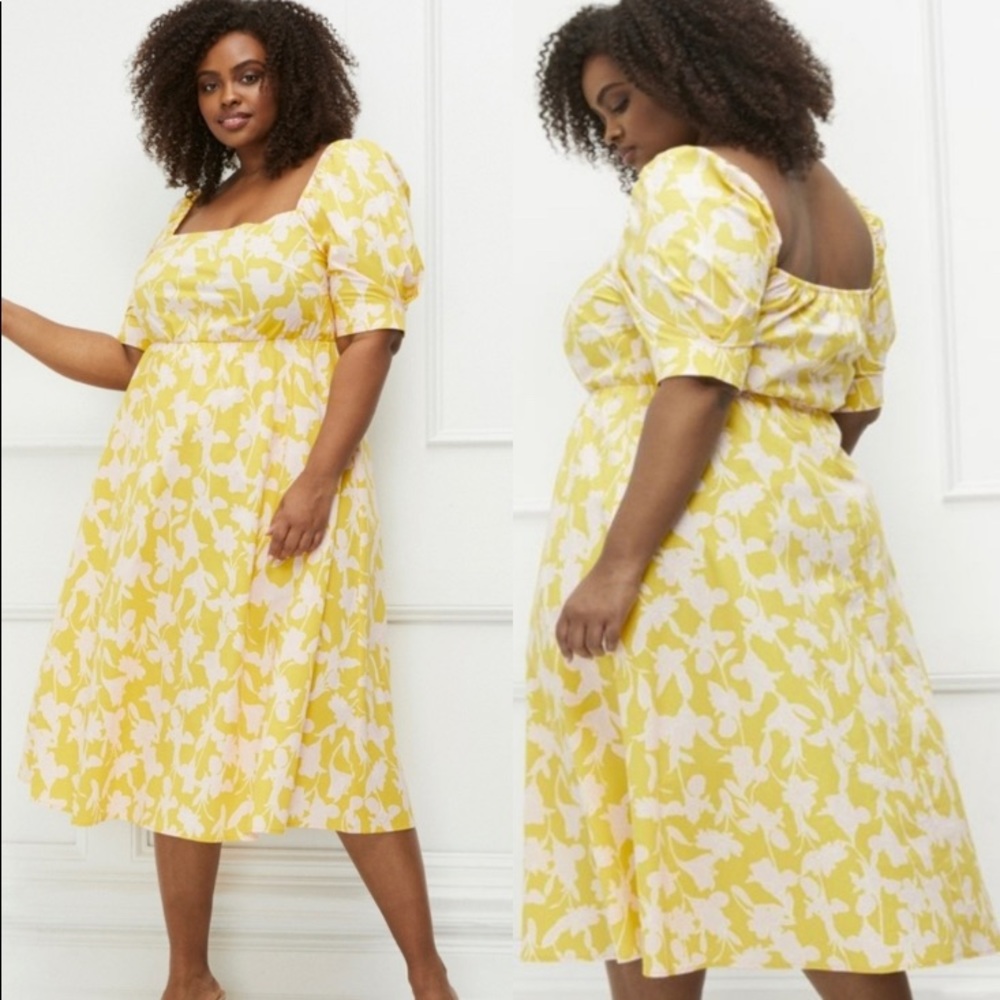 Eloquii yellow floral print dress size 16